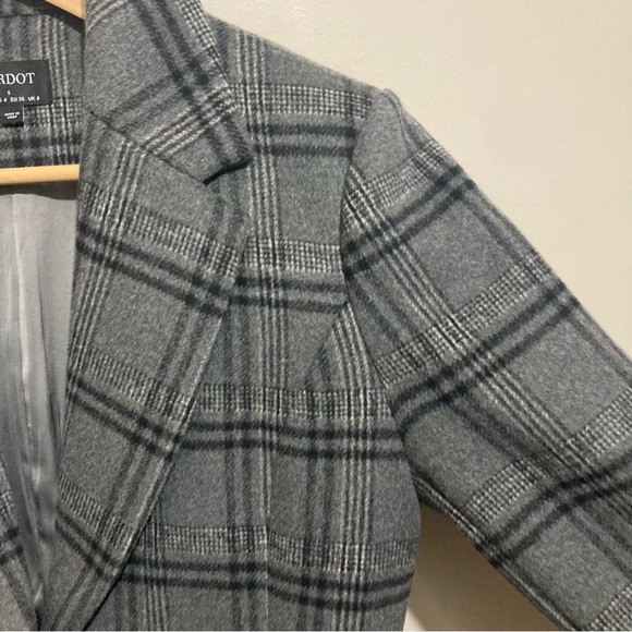 Bardot Wool Blend Plaid Blazer Grey Size Small Oversized - Picture 9 of 12
